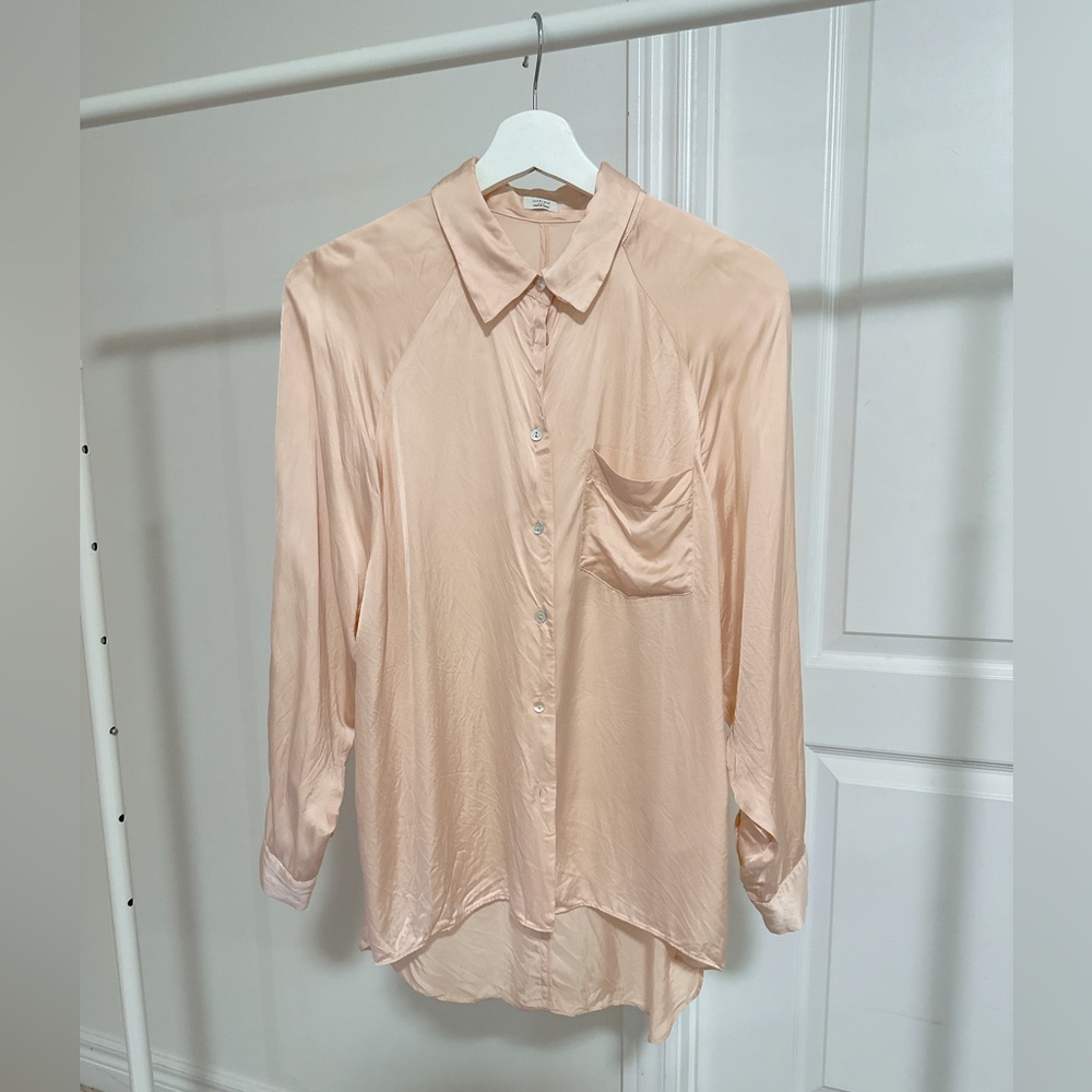 Aritzia Silk-texture Oversized Boyfriend Shirt